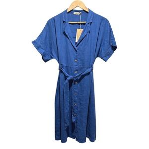 NEW PLS Fashion Linen Shirt Dress Womens Large Euro Summer Travel Made in Greece